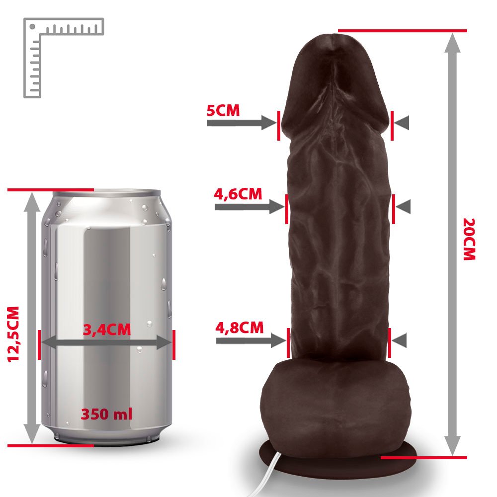Pênis de Borracha Crono com Escroto, Vibrador e Ventosa 20 x 5cm Marrom | Foto 07