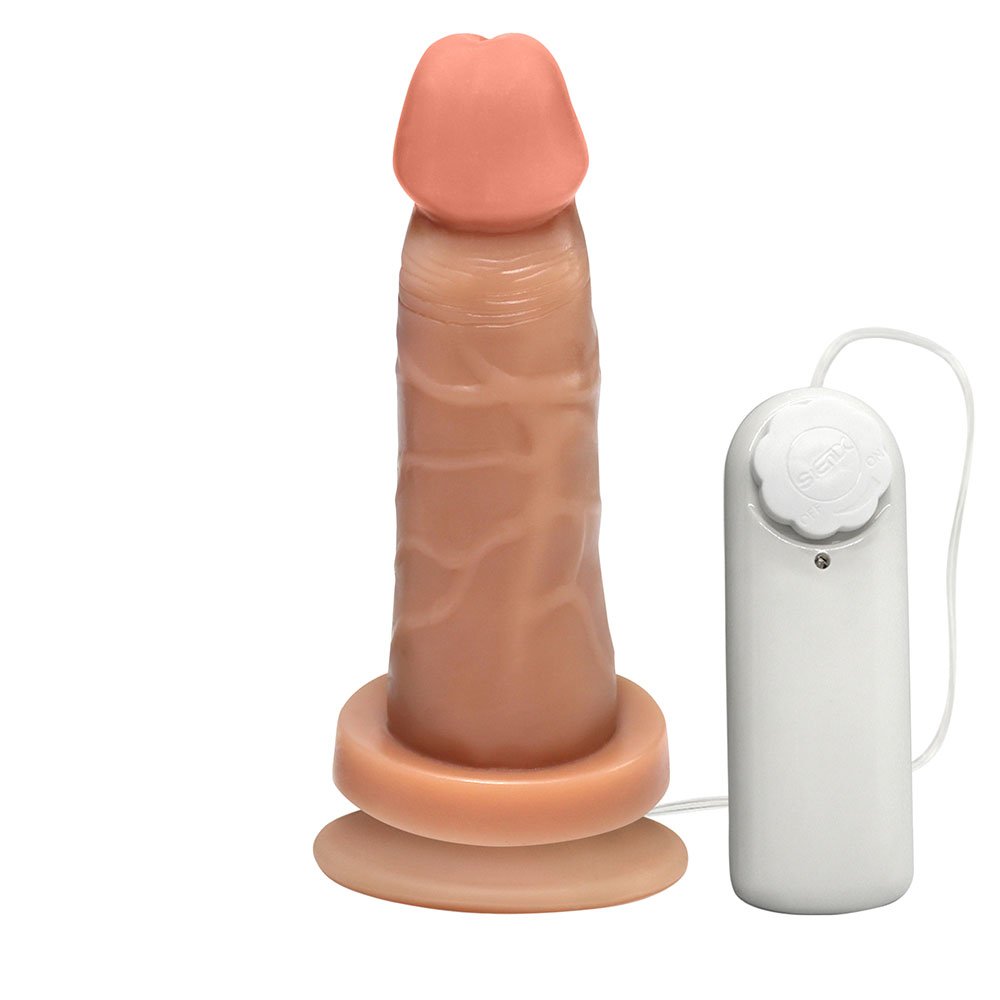 Pênis de Borracha Mimo com Vibrador e Ventosa 13,5 x 4cm Bege | Foto 01
