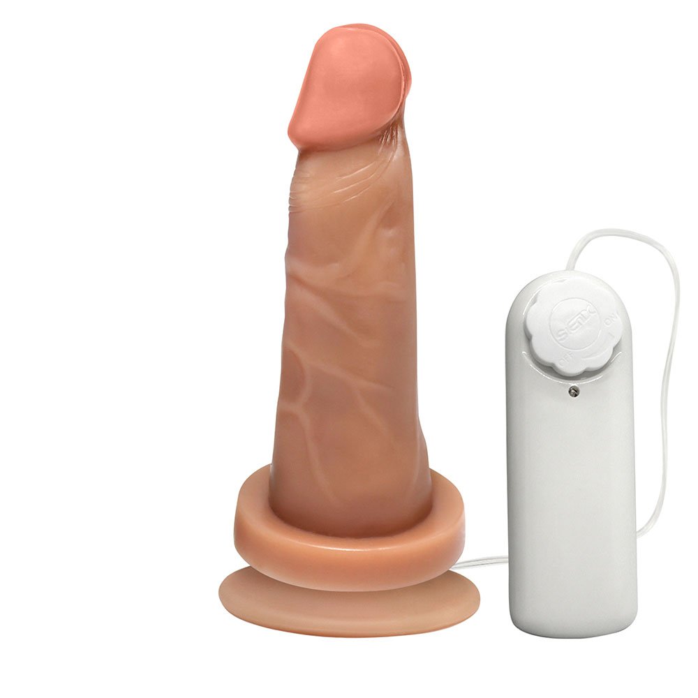 Pênis de Borracha Mimo com Vibrador e Ventosa 13,5 x 4cm Bege | Foto 02