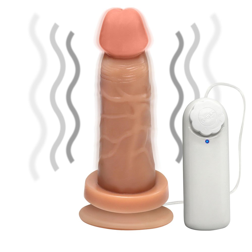 Pênis de Borracha Mimo com Vibrador e Ventosa 13,5 x 4cm Bege | Foto 06
