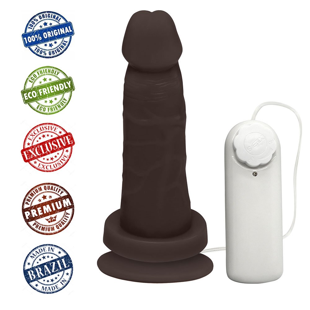 Pênis de Borracha Mimo com Vibrador e Ventosa 13,5 x 4cm Marrom | Foto 05