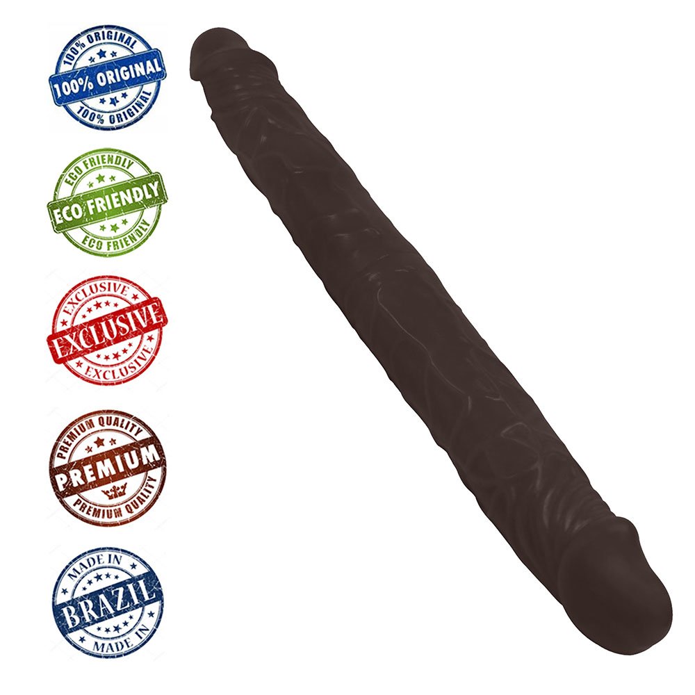 Pênis de Borracha Havaiano Ponta Dupla 34 x 4cm Marrom | Foto 04