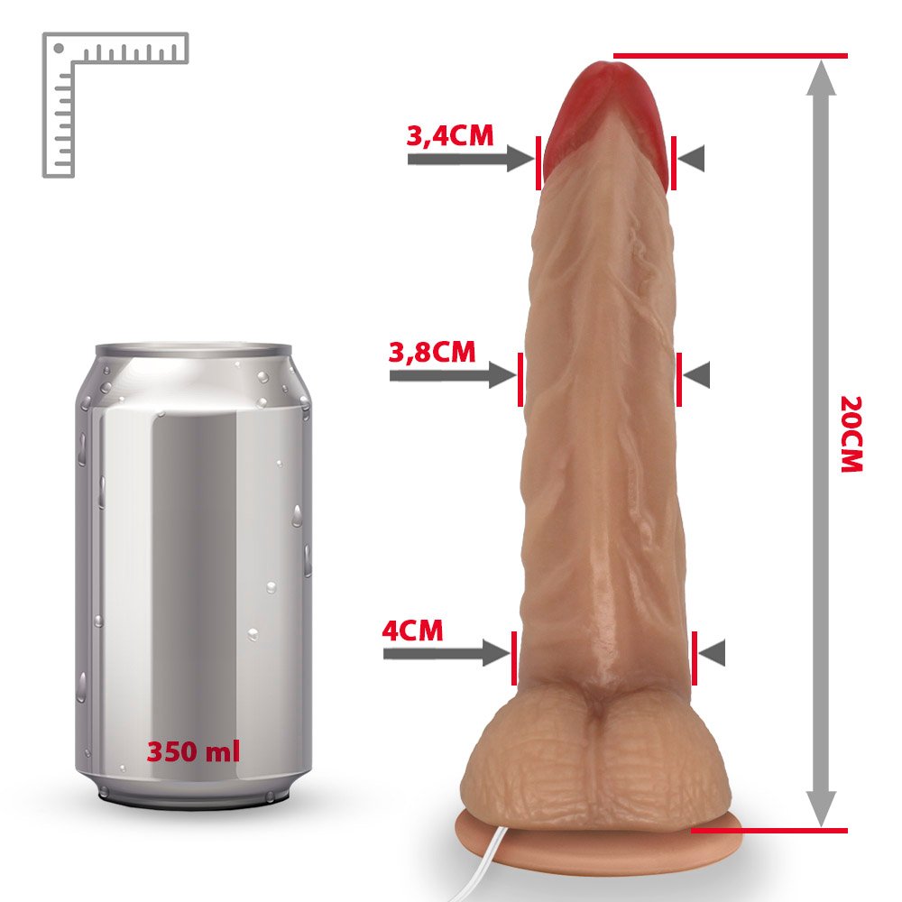Pênis de Borracha Poseidon com Escroto Vibrador e Ventosa 20 x 4cm Bege | Foto 07