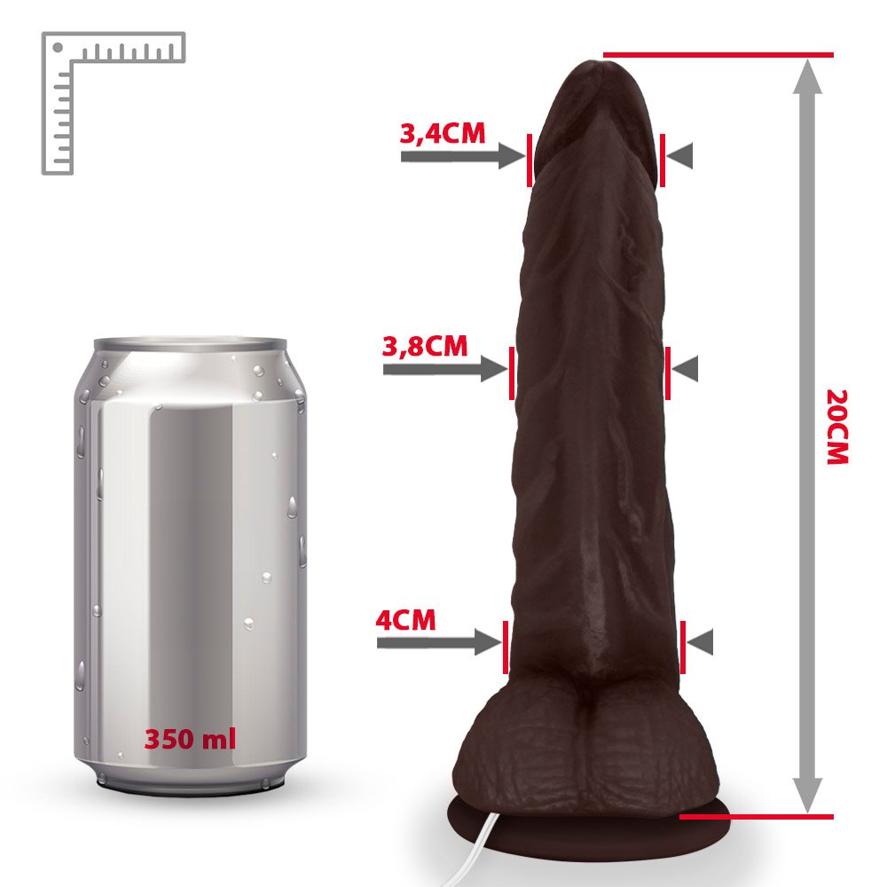 Pênis de Borracha Poseidon com Escroto Vibrador e Ventosa 20 x 4cm Marrom | Foto 07