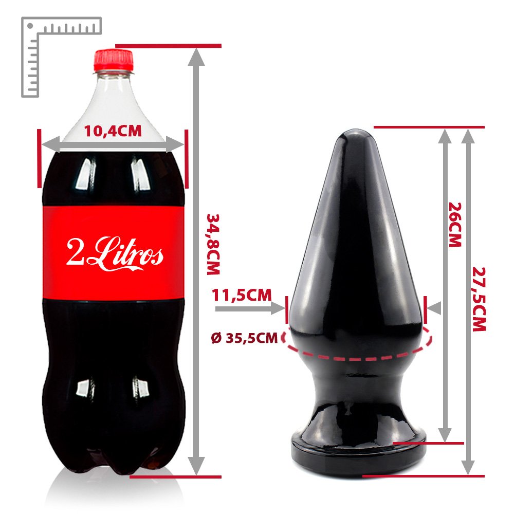 Plug Anal Gigante Flexível Sputinik 27,5 x 11,5cm Preto Brilhante | Foto 06