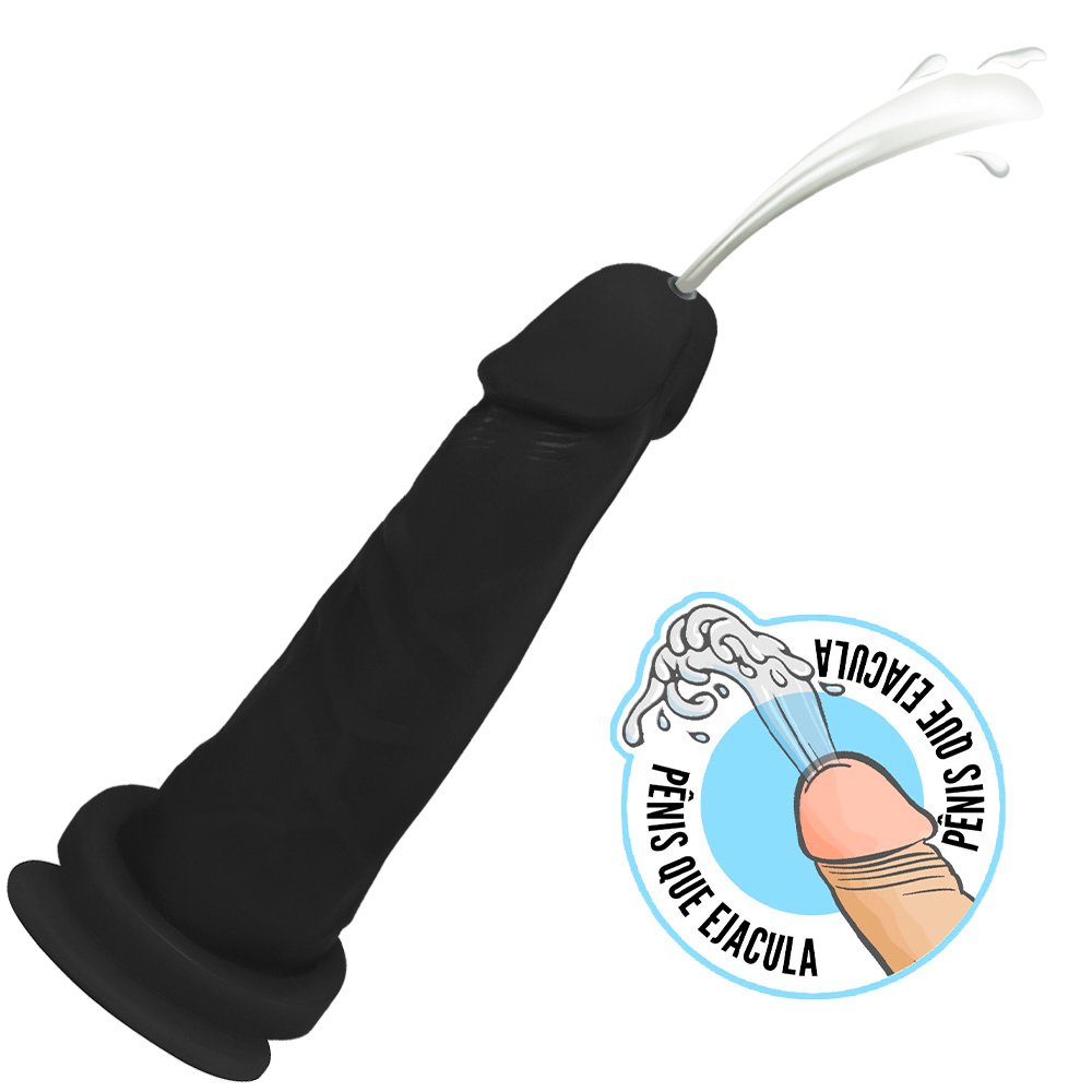 Pênis que Ejacula Flexível Miércoles com Ventosa 15 x 4,5cm Preto | Foto 01