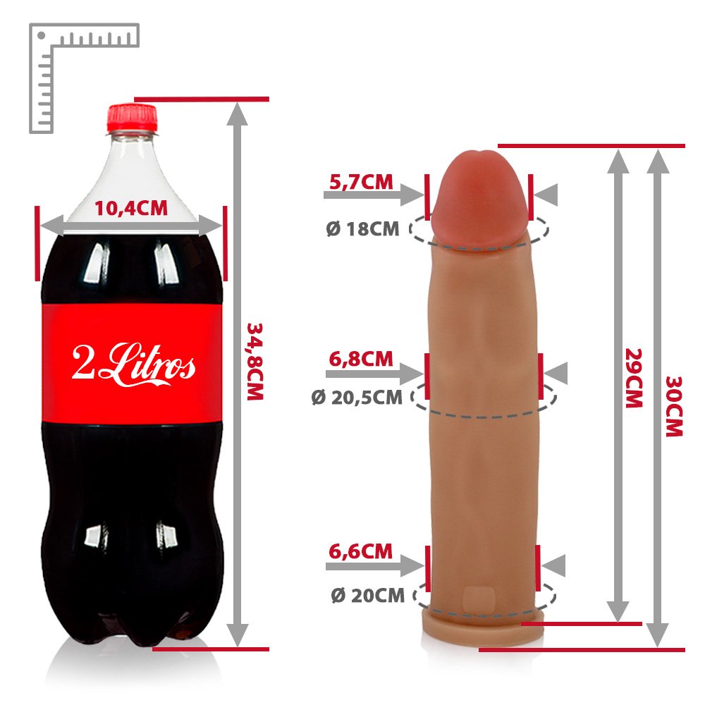 Pênis Gigante e Grosso Flexível Fabuloso 30 x 6,8cm Bege | Foto 06