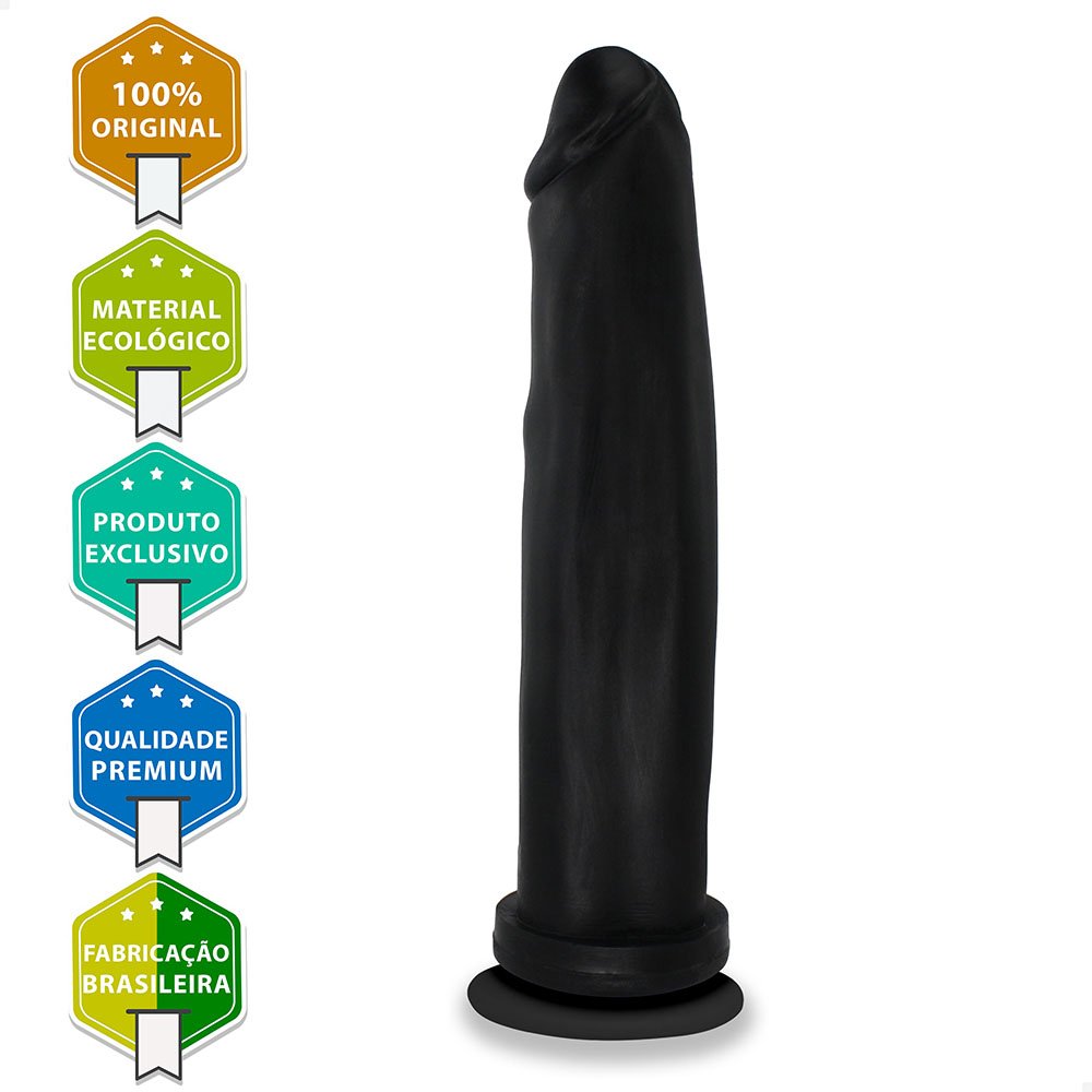 Pênis Gigante e Grosso Flexível com Ventosa Fabuloso 30 x 6,8cm Preto | Foto 05