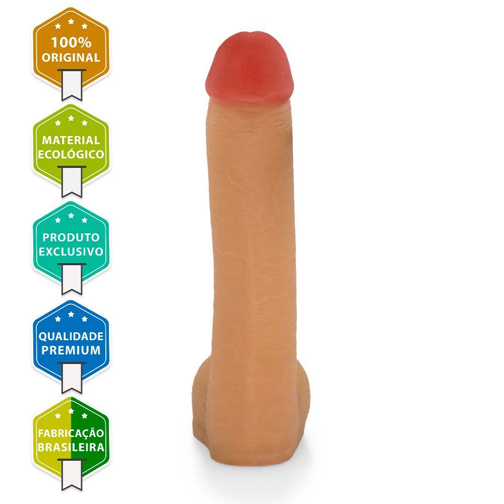 Pênis Realístico com Escroto Mike - Dildo em PVC Flexível 19x3,5cm Bege | Foto 03