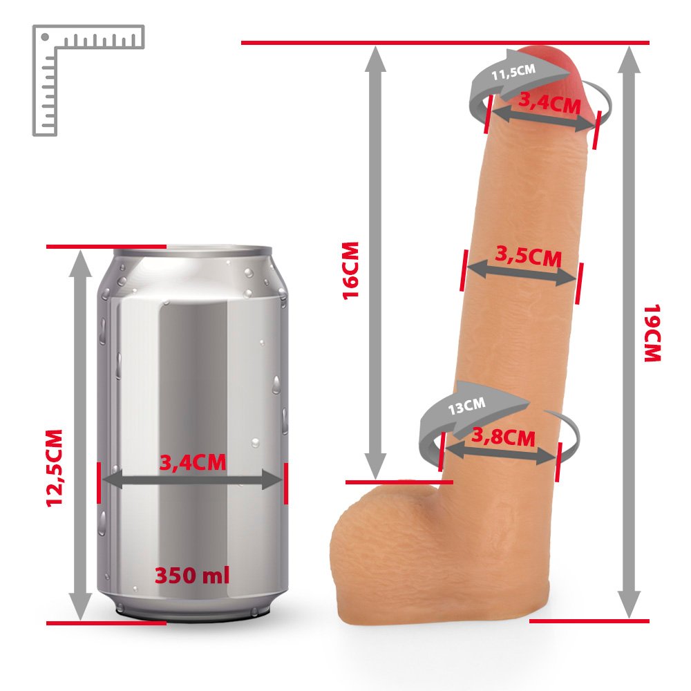 Pênis Realístico com Escroto Mike - Dildo em PVC Flexível 19x3,5cm Bege | Foto 06