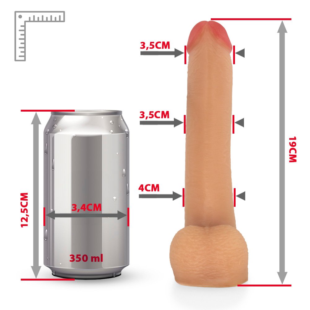 Pênis Realístico com Escroto Mike - Dildo em PVC Flexível 19x3,5cm Bege | Foto 07