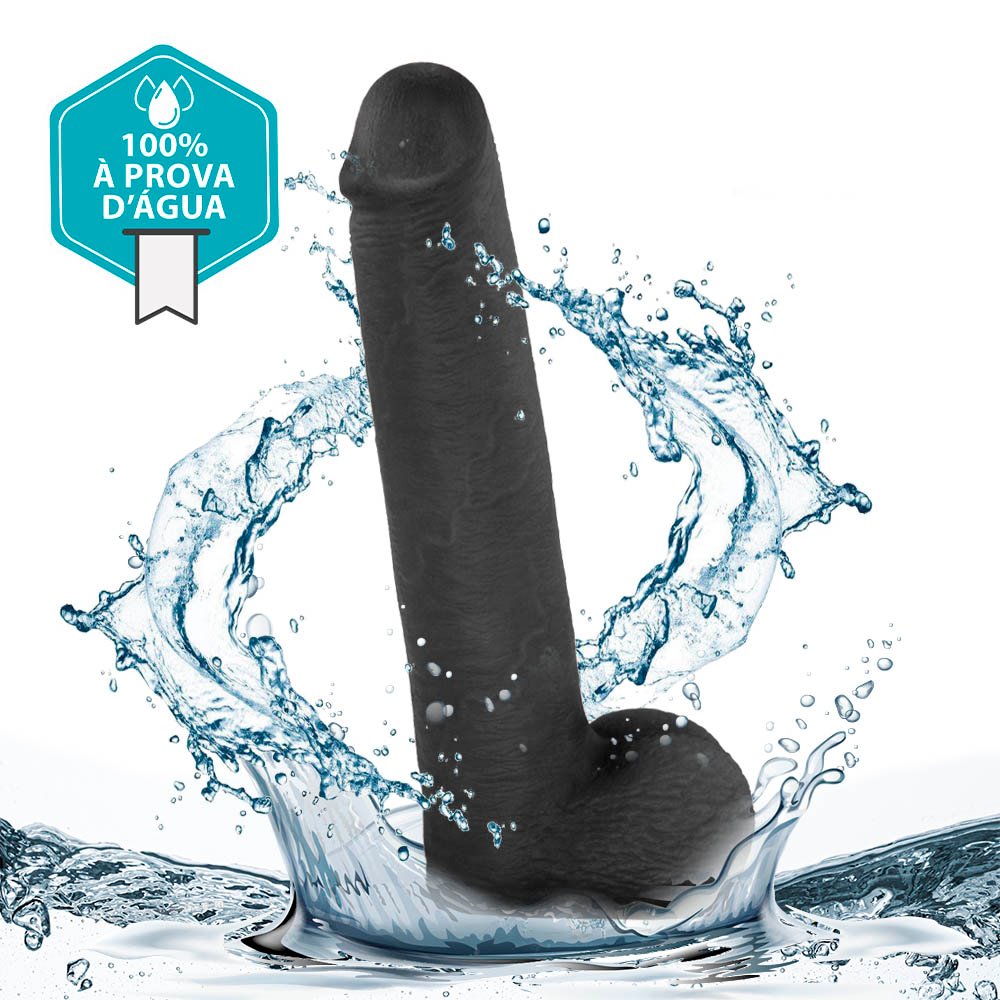 P�nis Real�stico com Escroto Mike - Dildo em PVC Flex�vel 19x3,5cm Preto | Foto 05