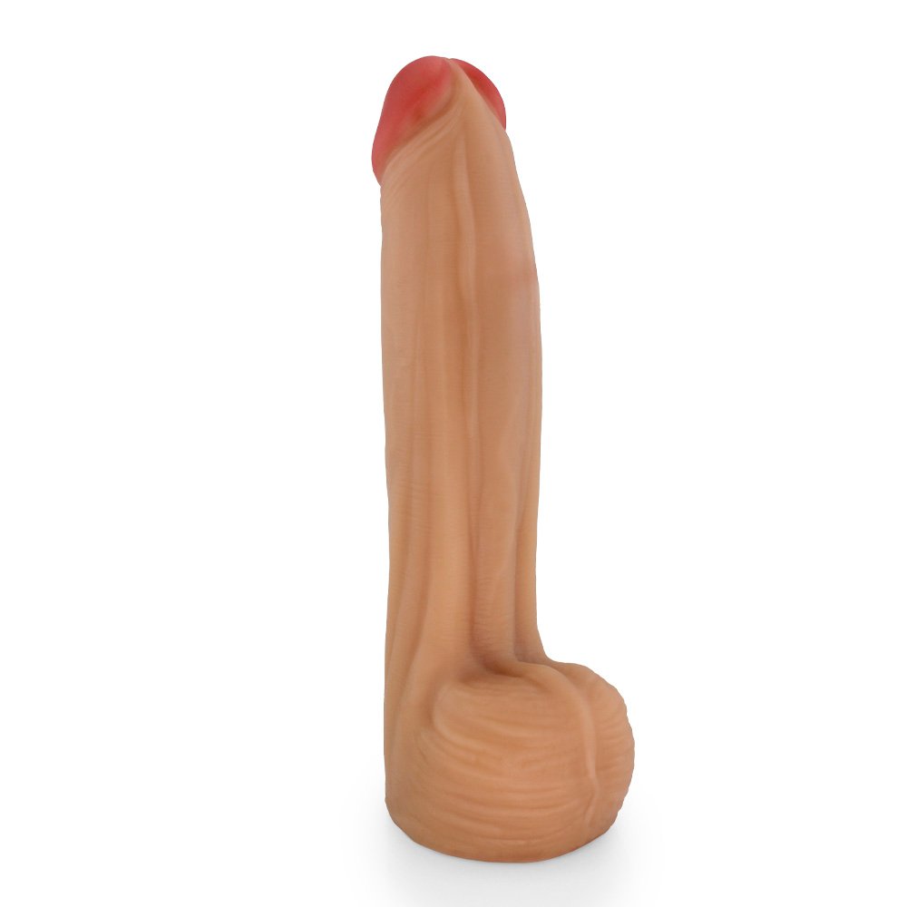 Pênis Realístico com Escroto Bitelo - Dildo em PVC Flexível 29x6cm Bege | Foto 04