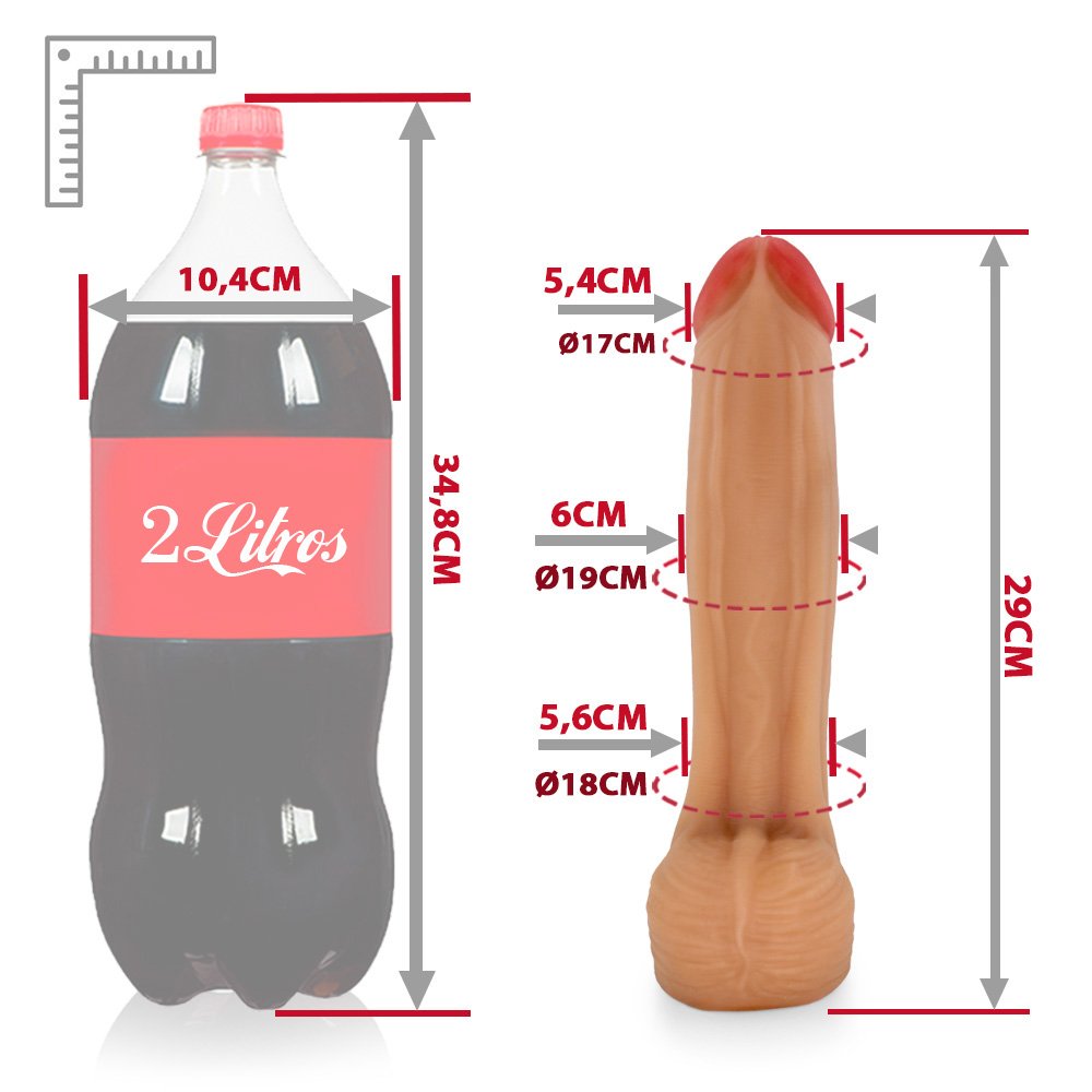 Pênis Realístico com Escroto Bitelo - Dildo em PVC Flexível 29x6cm Bege | Foto 07
