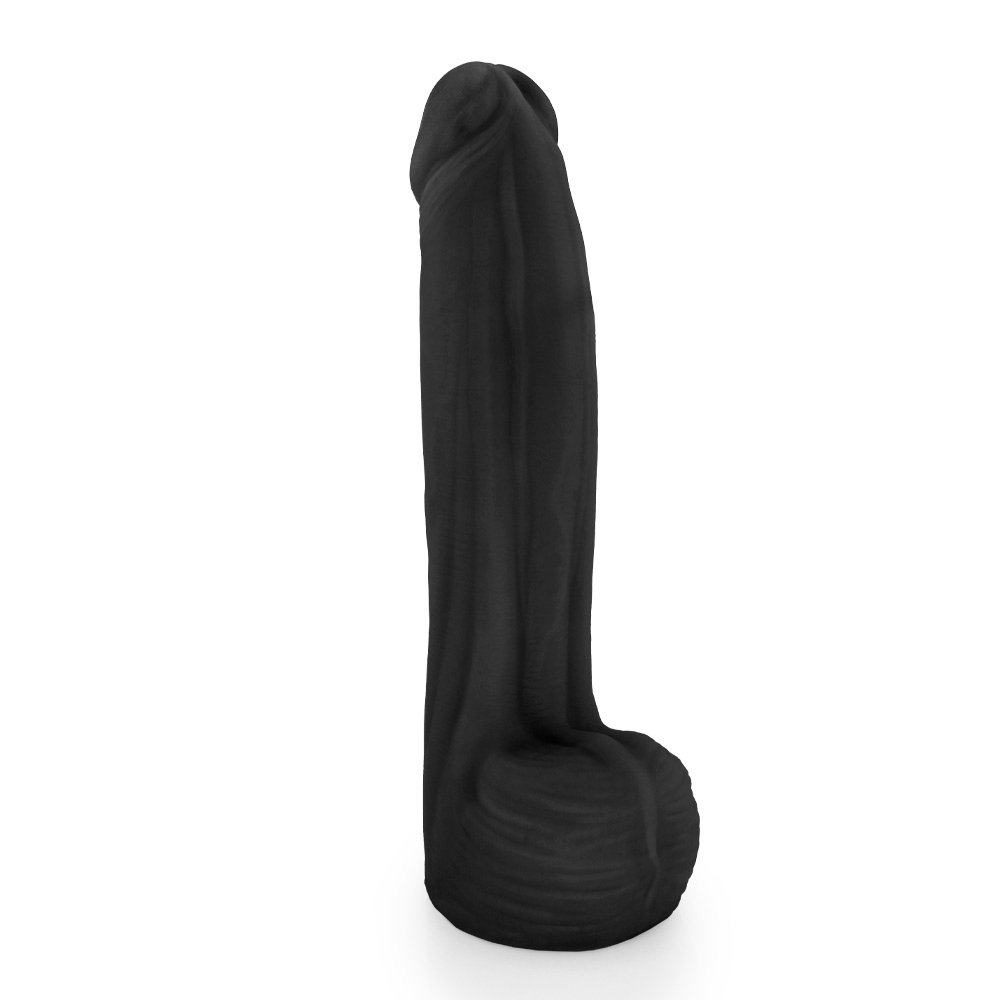 Pênis Realístico com Escroto Bitelo - Dildo em PVC Flexível 29x6cm Preto | Foto 04