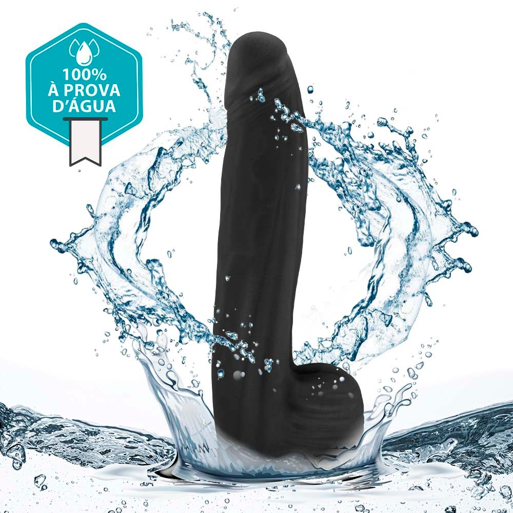 Pênis Realístico com Escroto e Ventosa Bitelo - Dildo em PVC Flexível 29x6cm Preto | Foto 05