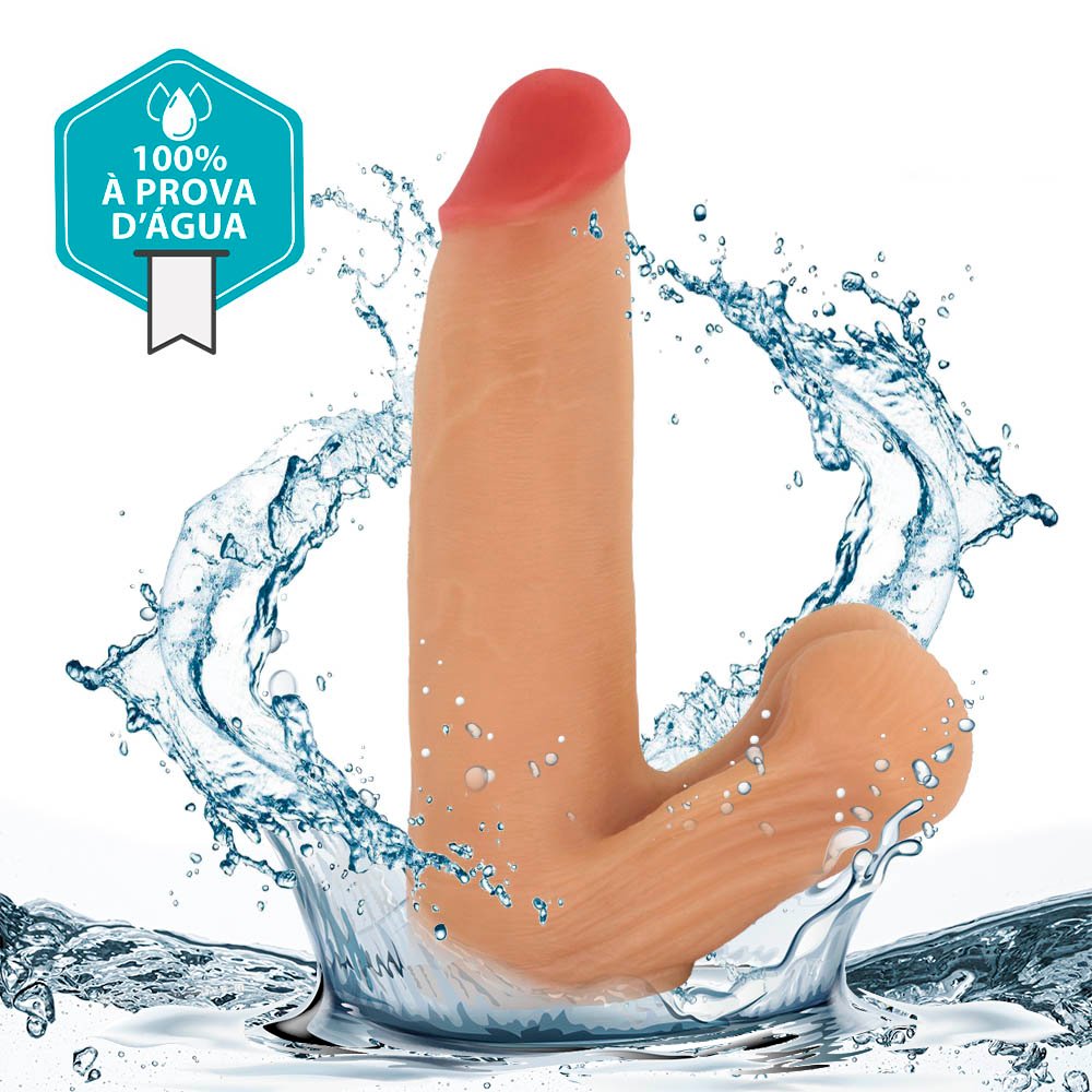 Pênis Realístico com Escroto Amamba - Dildo em PVC Flexível 20x4,5cm Bege | Foto 05
