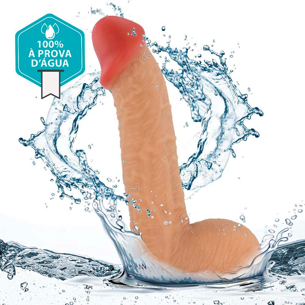 Pênis Realístico com Escroto Sucuri - Dildo em PVC Flexível 27x6,5cm Bege | Foto 05