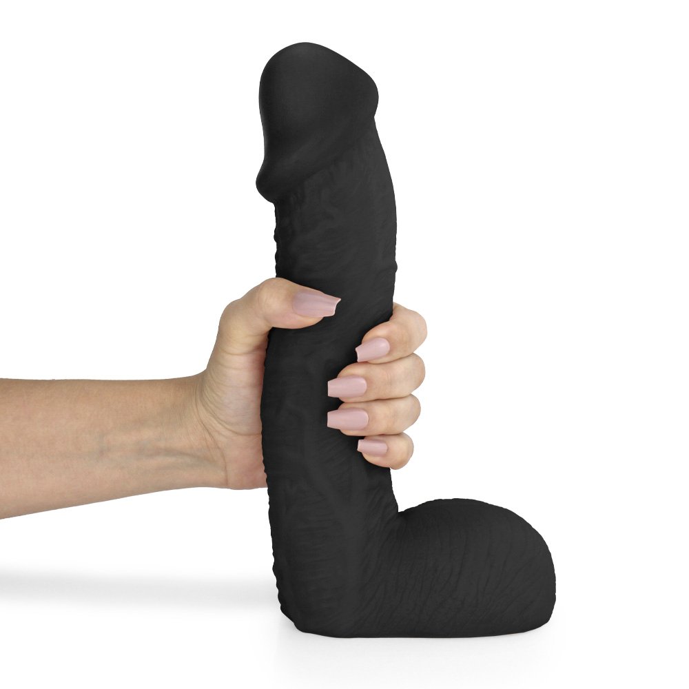 Pênis Realístico com Escroto Sucuri - Dildo em PVC Flexível 27x6,5cm Preto | Foto 01