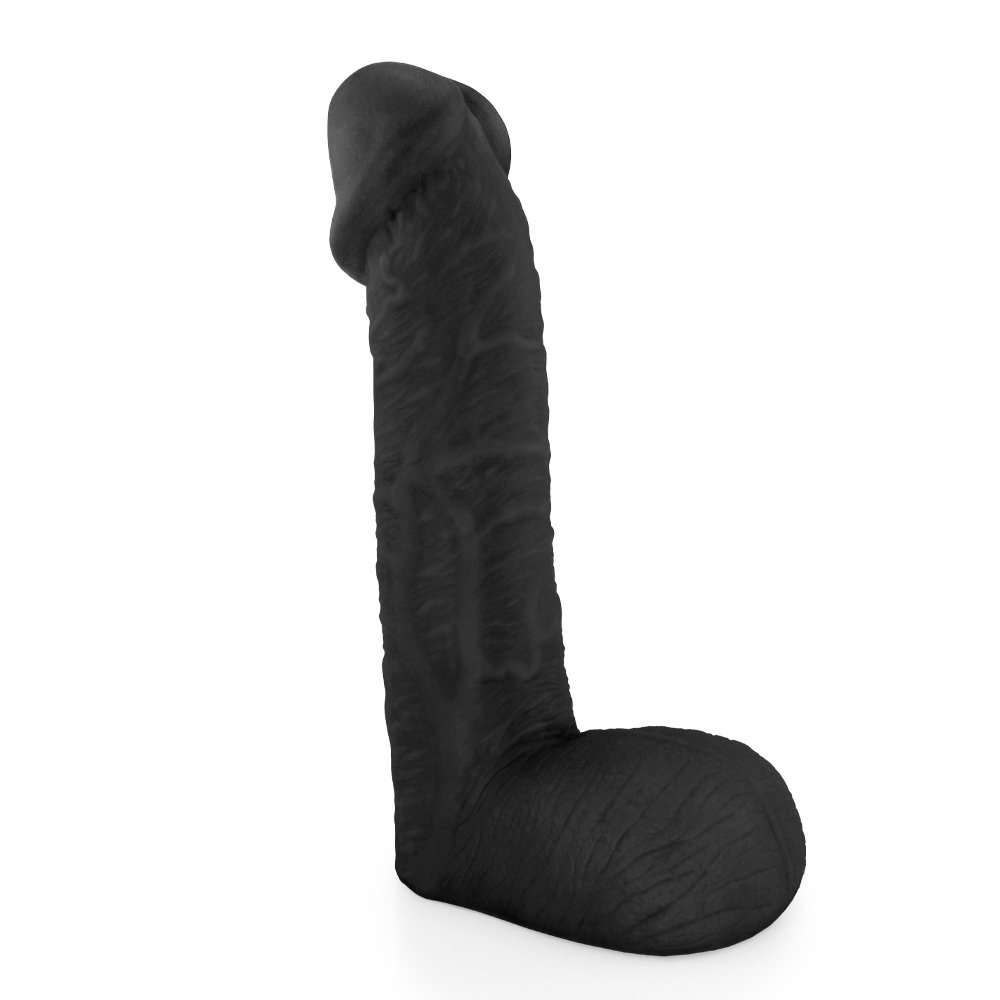 Pênis Realístico com Escroto Sucuri - Dildo em PVC Flexível 27x6,5cm Preto | Foto 04