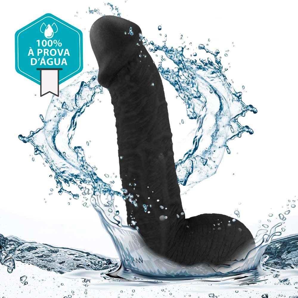 Pênis Realístico com Escroto e Ventosa Sucuri - Dildo em PVC Flexível 27x6,5cm Preto | Foto 05