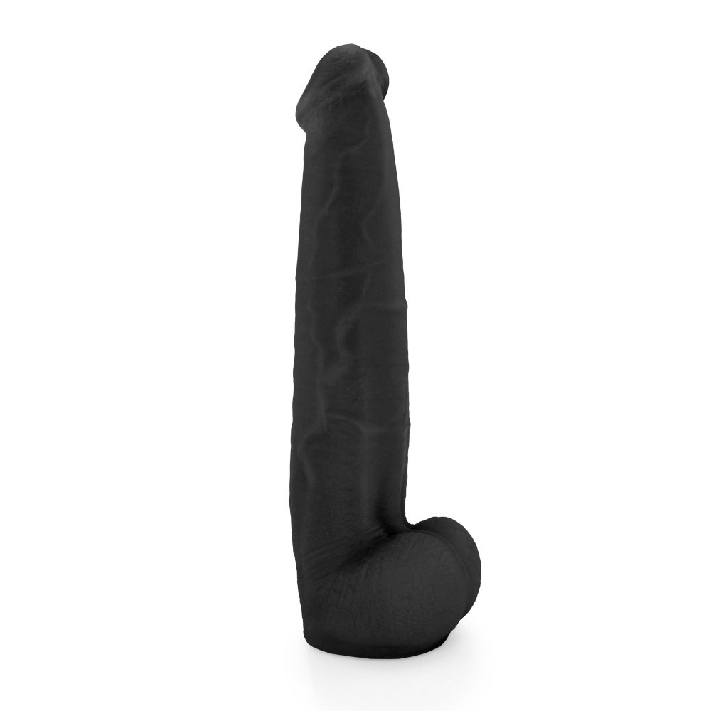 Pênis Realístico com Escroto Jiboia - Dildo em PVC Flexível 31x6cm Preto | Foto 04