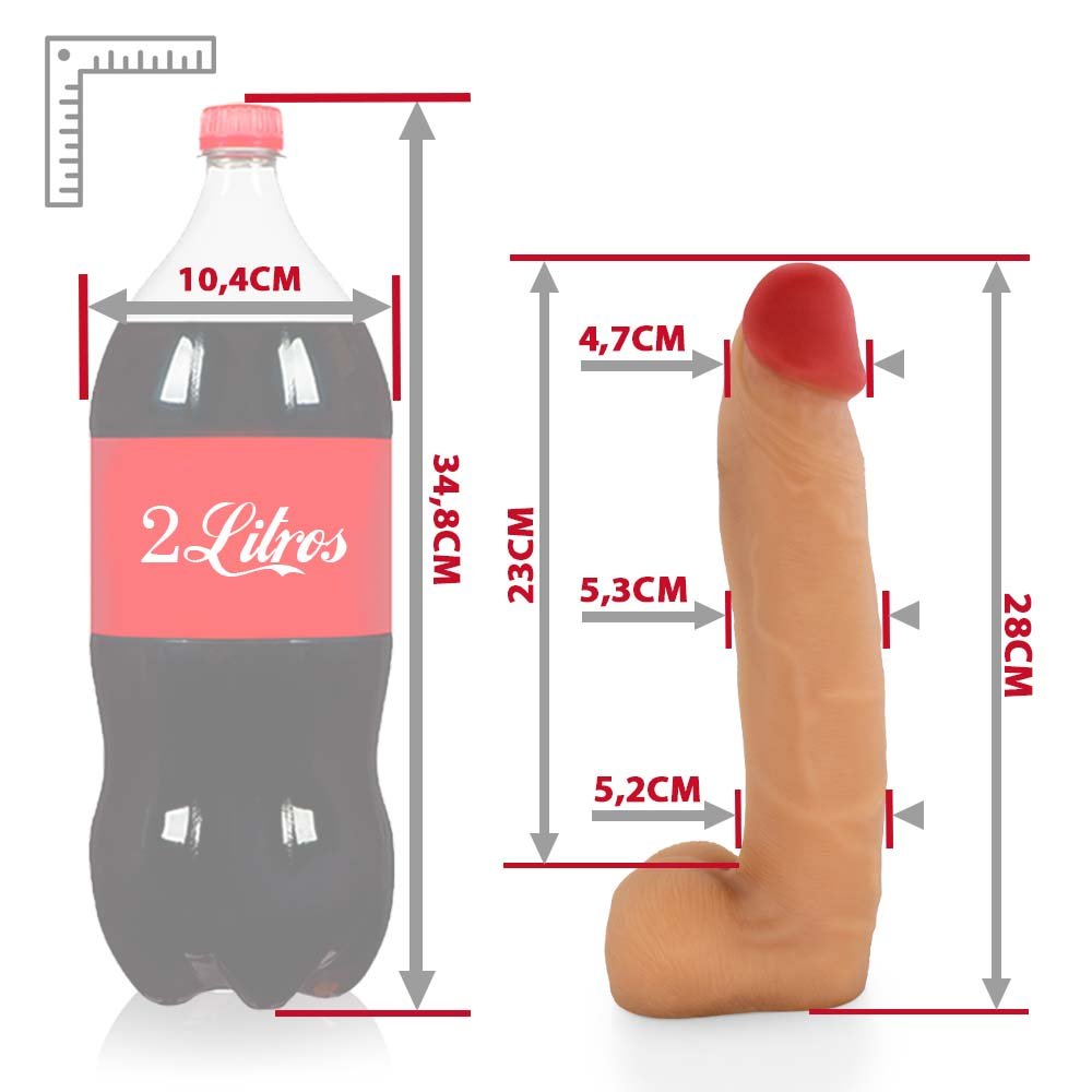 Pênis Realístico com Escroto Surucucu - Dildo em PVC Flexível 28x5,5cm Bege | Foto 06