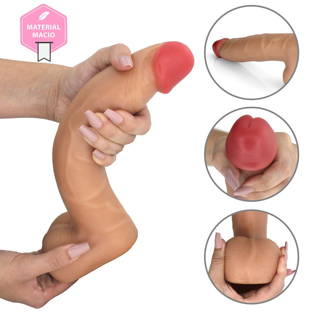 Pênis Realístico com Escroto Surucucu - Dildo em PVC Flexível 28x5,5cm Bege | Foto 08
