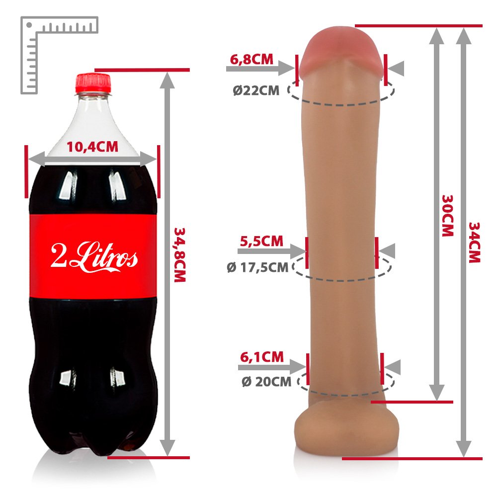 Pênis Gigante e Grosso Flexível com Escroto Cacete 33 x 6,8cm Bege | Foto 06