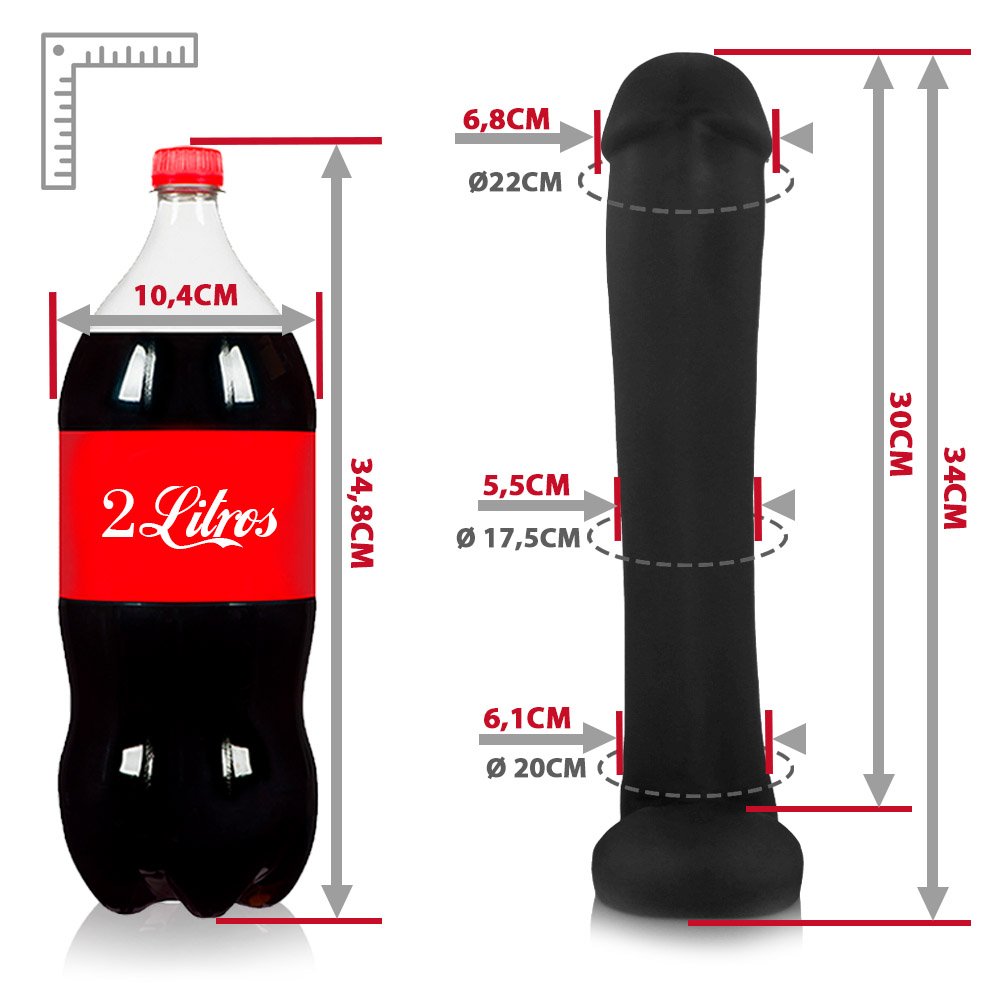 Pênis Gigante e Grosso Flexível com Escroto Cacete 33 x 6,8cm Preto | Foto 06