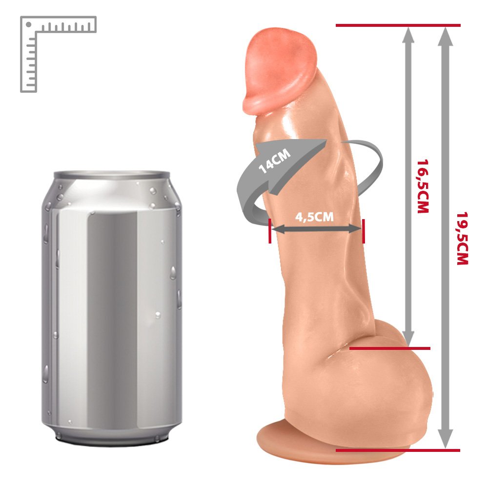 Pênis Realístico em PVC Flexível Heart com Vibrador e Ventosa 19,5 x 4,5cm Bege | Foto 06