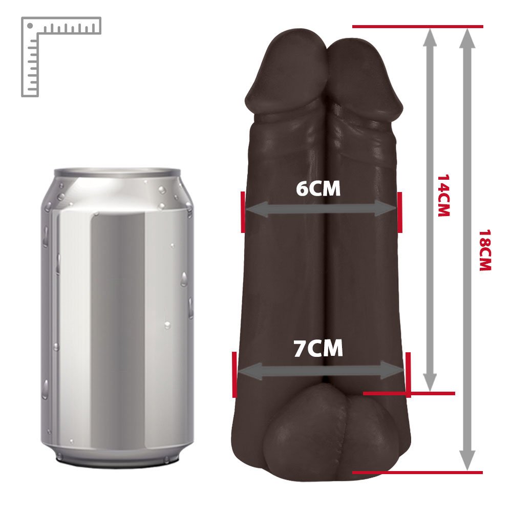 P�nis Real�stico Flex�vel Duplo Amigos com Vibrador e Ventosa 18 x 6cm Marrom | Foto 06