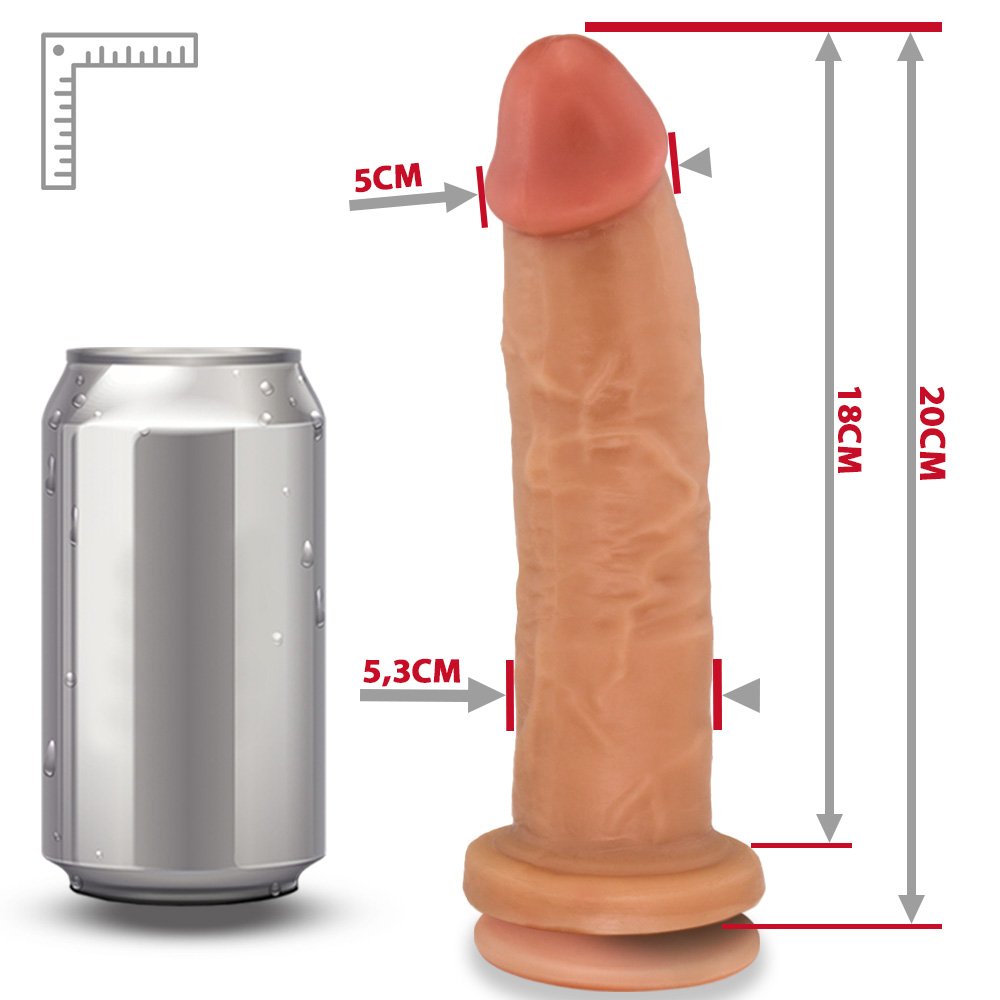 Pênis Realístico em PVC Flexível com Vibrador e Ventosa Colosso 20 x 5,5cm Bege | Foto 06