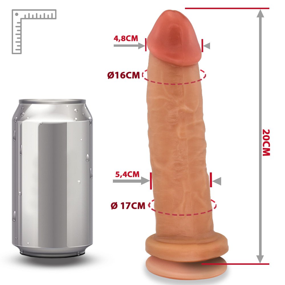 Pênis Realístico em PVC Flexível com Vibrador e Ventosa Colosso 20 x 5,5cm Bege | Foto 07