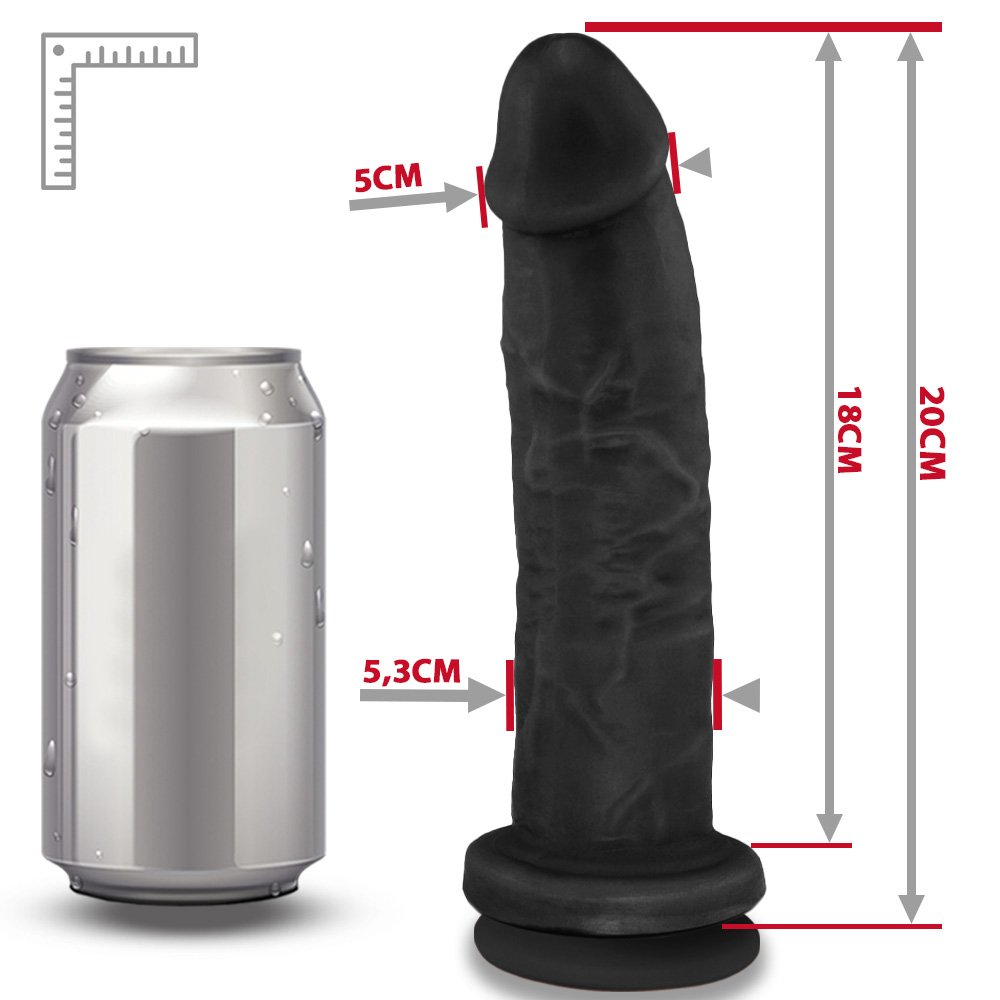 Pênis Realístico em PVC Flexível com Vibrador e Ventosa Colosso 20 x 5,5cm Preto | Foto 06