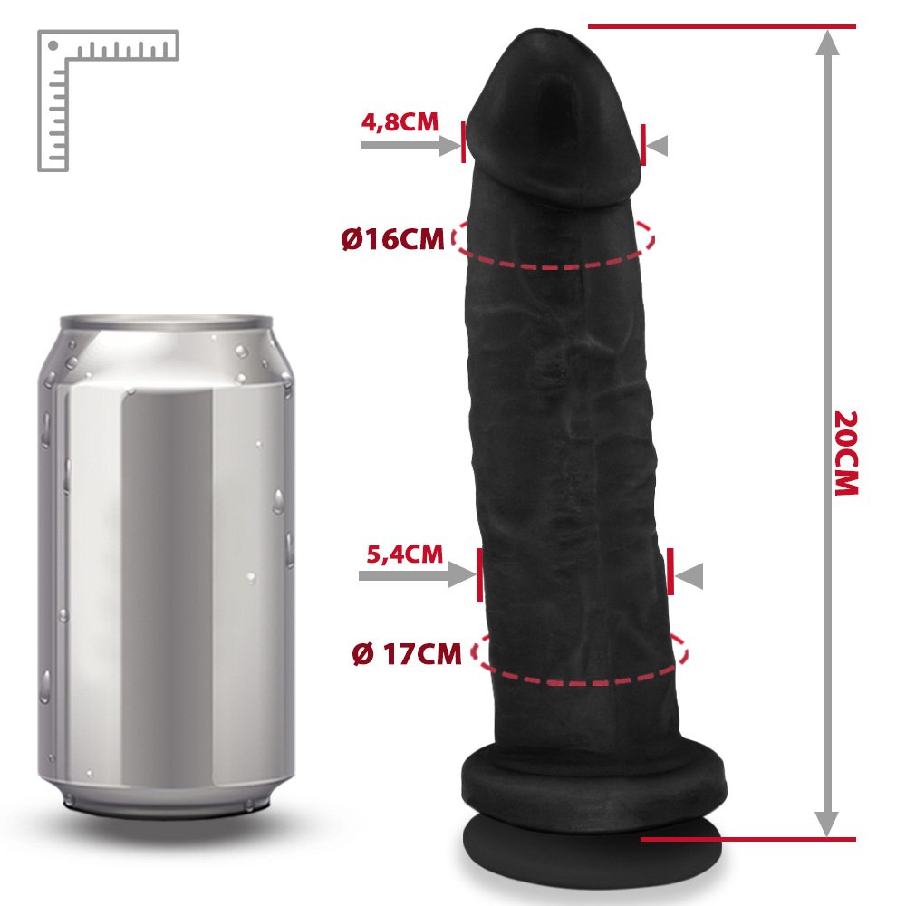 Pênis Realístico em PVC Flexível com Vibrador e Ventosa Colosso 20 x 5,5cm Preto | Foto 07