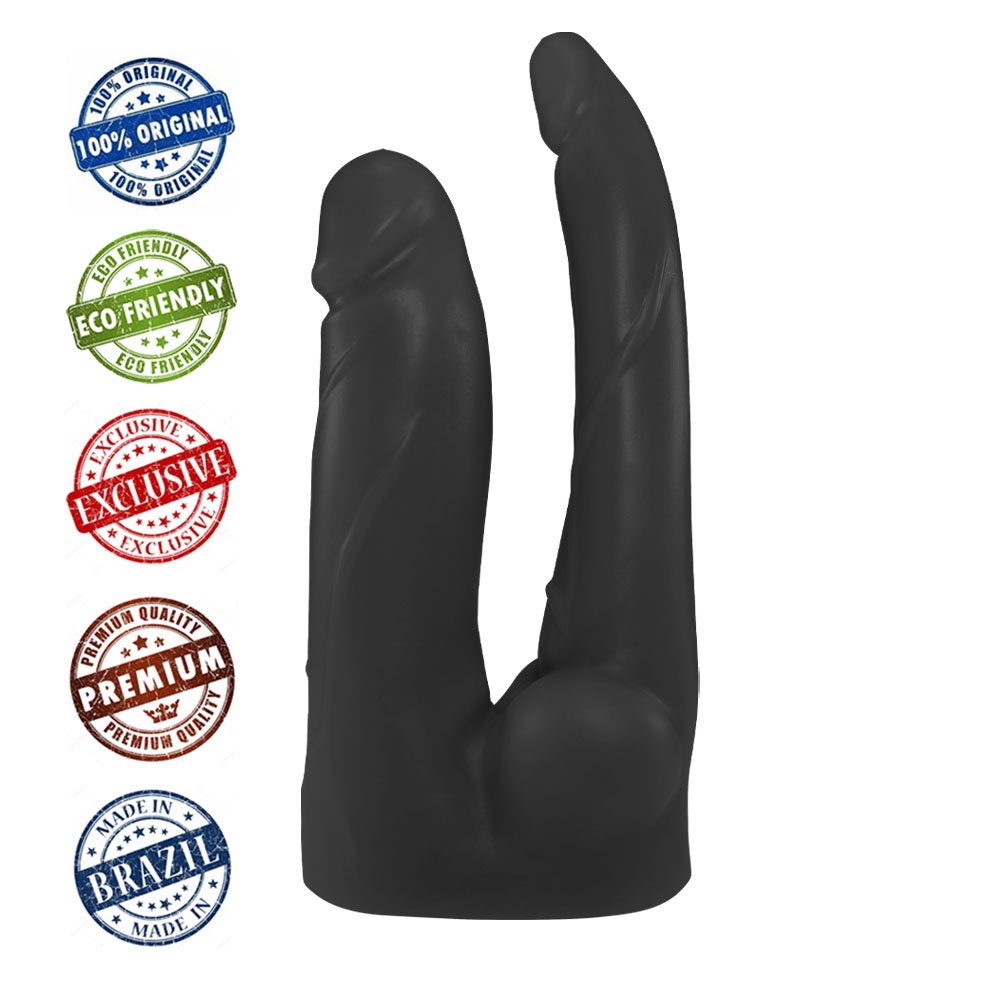 Pênis Duplo com Veias 12 x 3,5 cm e 13,7 x 2,5cm Preto | Foto 05