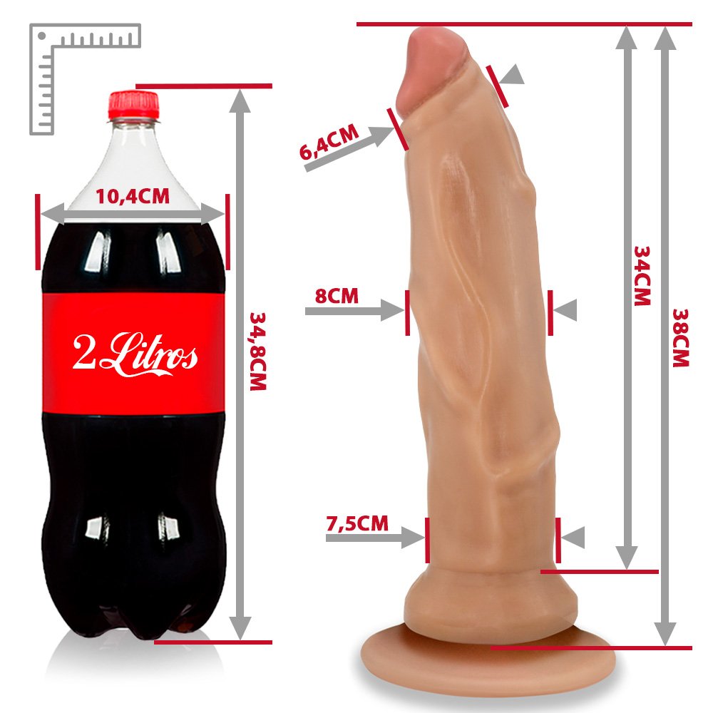 Pênis Gigante e Grosso Flexível com Ventosa Titan 38 x 8cm Bege | Foto 07