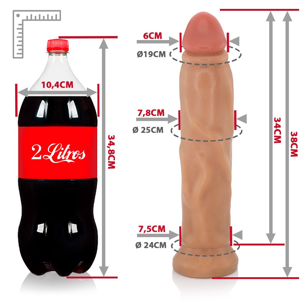 Pênis Gigante e Grosso Flexível Titan 38 x 8cm Bege | Foto 06