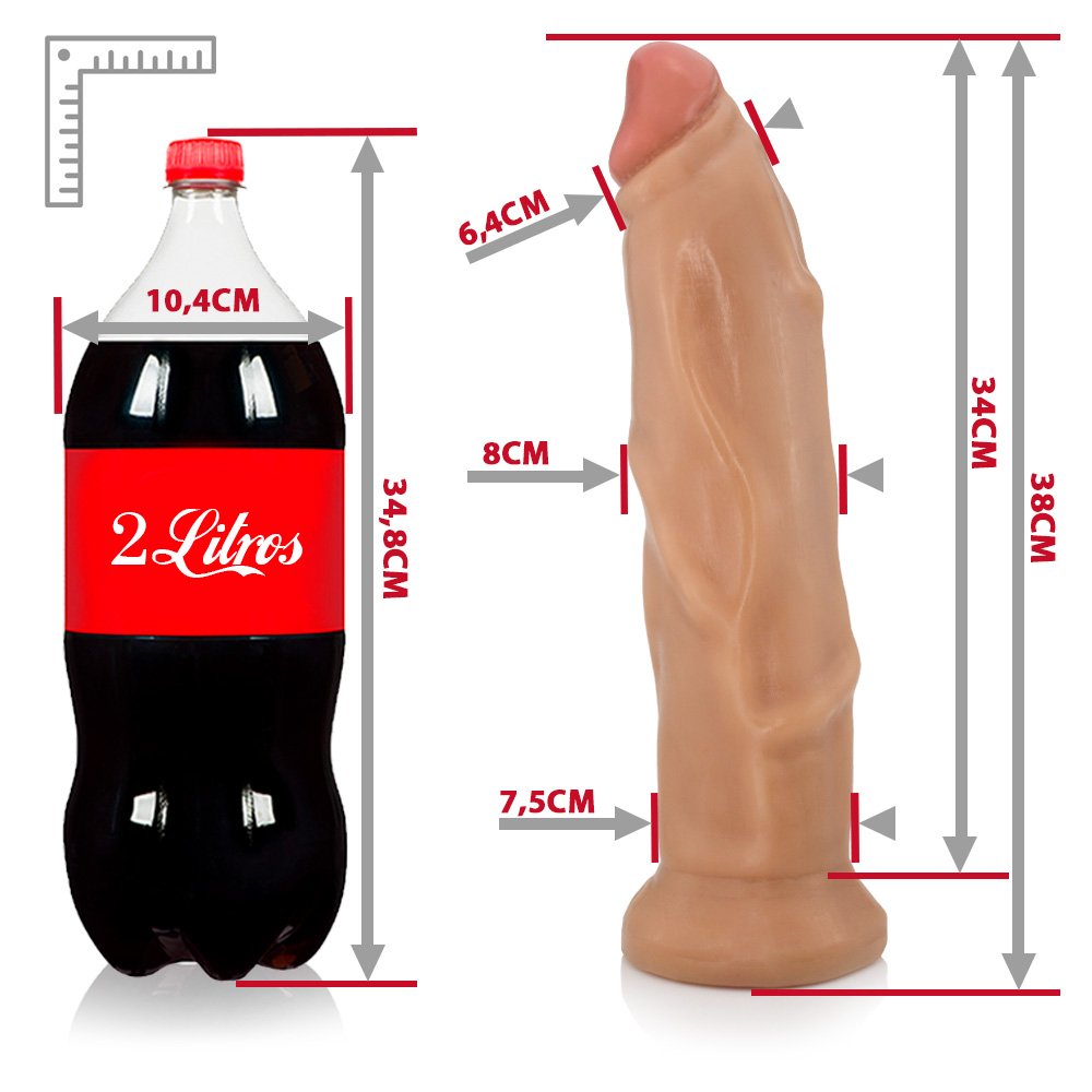 Pênis Gigante e Grosso Flexível Titan 38 x 8cm Bege | Foto 07