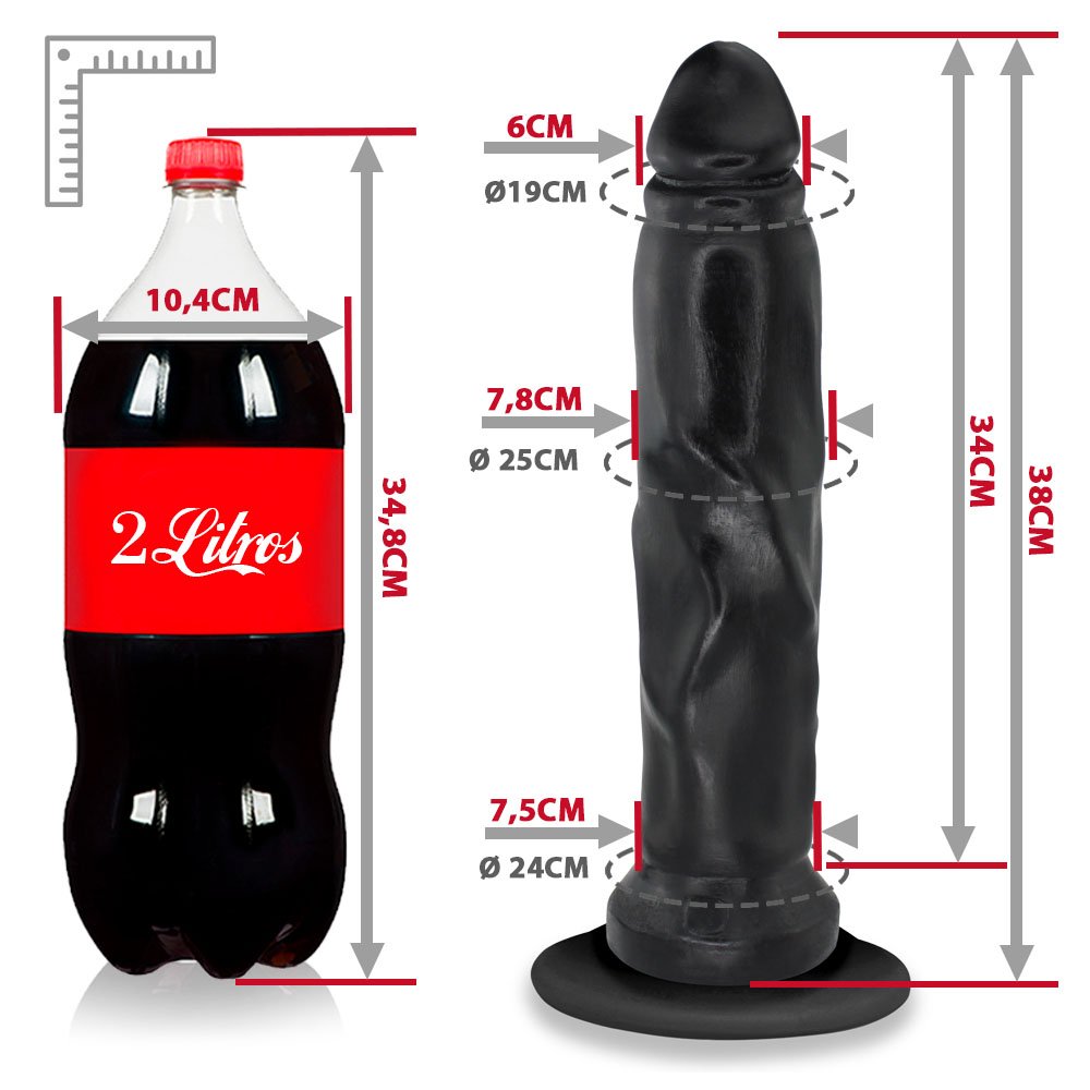 Pênis Gigante e Grosso Flexível com Ventosa Titan 38 x 8cm Preto | Foto 06