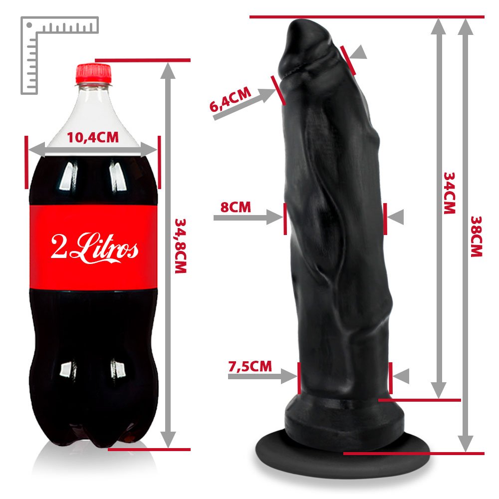 Pênis Gigante e Grosso Flexível com Ventosa Titan 38 x 8cm Preto | Foto 07