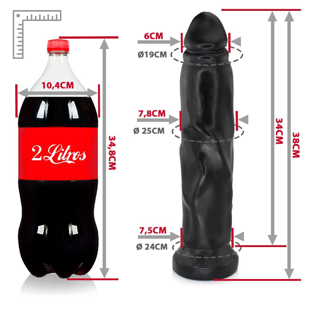P�nis Gigante e Grosso Flex�vel Titan 38 x 8cm Preto | Foto 06