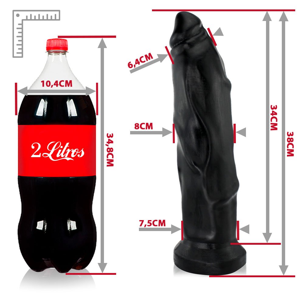 P�nis Gigante e Grosso Flex�vel Titan 38 x 8cm Preto | Foto 07
