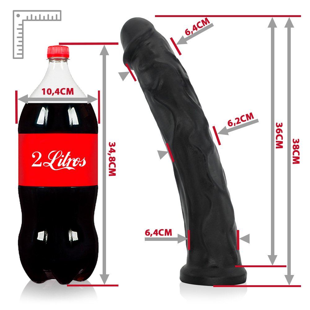 Pênis Gigante e Grosso Flexível Caralho 38 x 6,7cm Preto | Foto 07