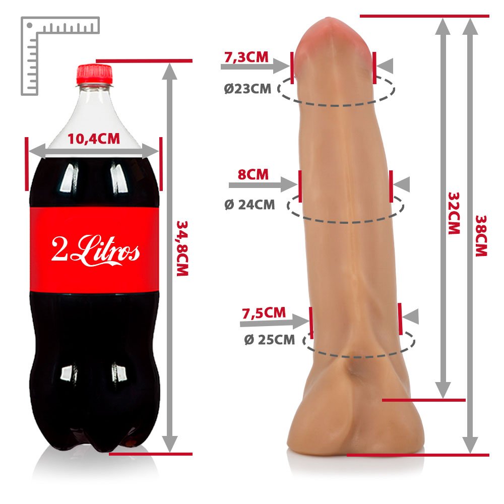 Pênis Gigante e Grosso Flexível com Escroto Tromba 38 x 8cm Bege | Foto 06