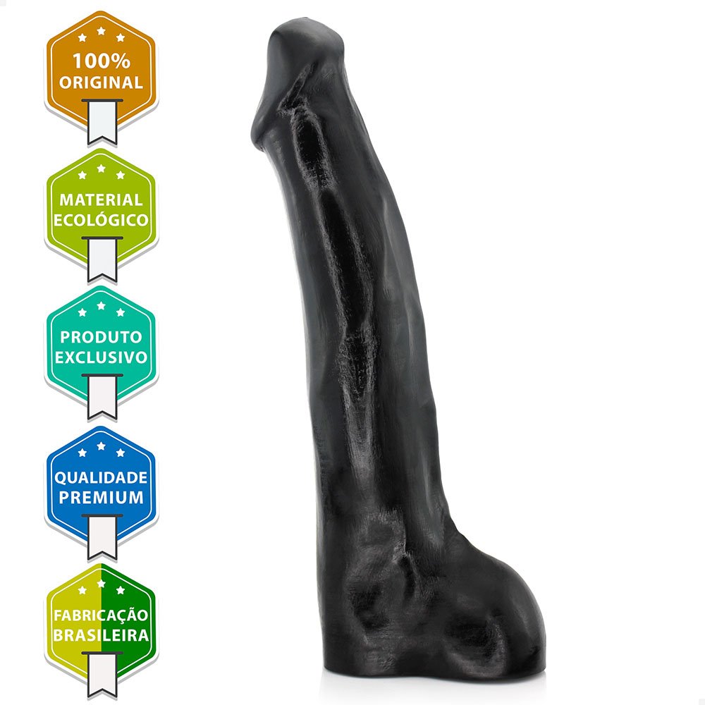 Pênis Gigante e Grosso Flexível com Escroto Tromba 38 x 8cm Preto | Foto 05