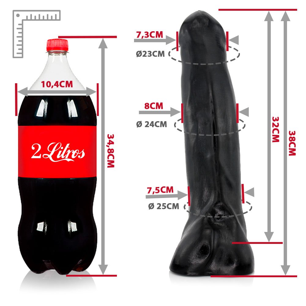 Pênis Gigante e Grosso Flexível com Escroto Tromba 38 x 8cm Preto | Foto 06