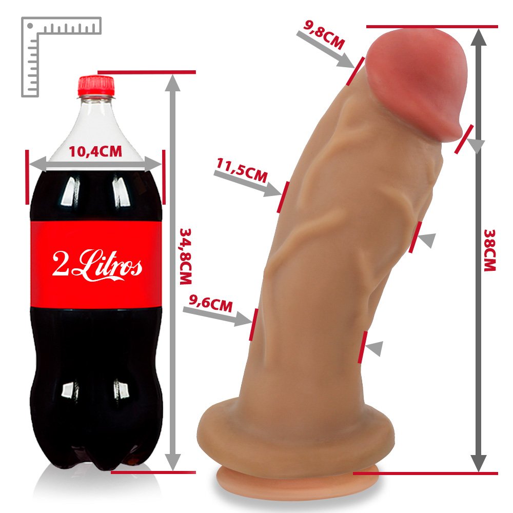 Pênis Gigante e Grosso Flexível com Ventosa Imenso 38 x 11,6cm Bege | Foto 07