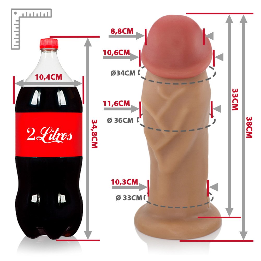 Pênis Gigante e Grosso Flexível Imenso 39 x 11,6cm Bege | Foto 06